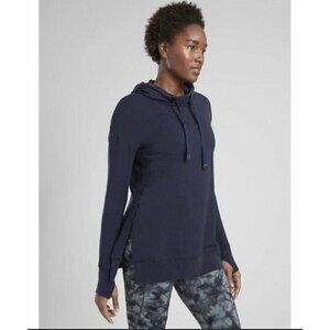 Athleta Woman's Size S Blue Sayulita Hoodie Drawstring Side Slits